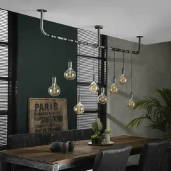 Suspension Tjergaast Argenté, 8 lumières