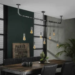 Suspension Tjergaast Argenté, 8 lumières