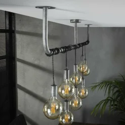 Suspension Tjergaast Argenté, 8 lumières