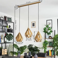 Suspension Tobas Or, 3 lumières