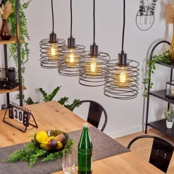 Suspension Tobuna Noir, 4 lumières