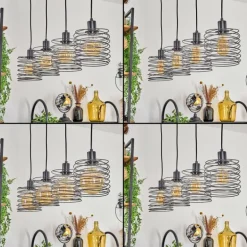 Suspension Tobuna Noir, 4 lumières