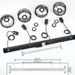 Suspension Tobuna Noir, 4 lumières