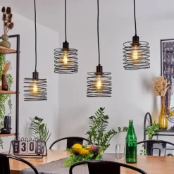 Suspension Tobuna Noir, 4 lumières