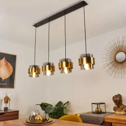 Suspension Traak Noir, 4 lumières