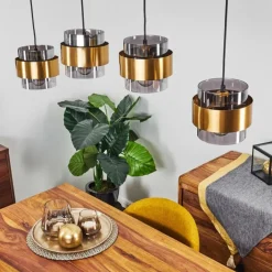 Suspension Traak Noir, 4 lumières