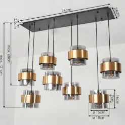 Suspension Traak Noir, 8 lumières