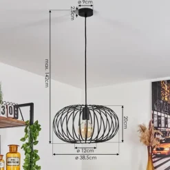 Suspension Trapichera Noir, 1 lumière