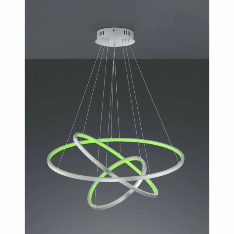 Suspension Trio Aaron LED Nickel mat, 1 lumière, Télécommandes, Changeur de couleurs