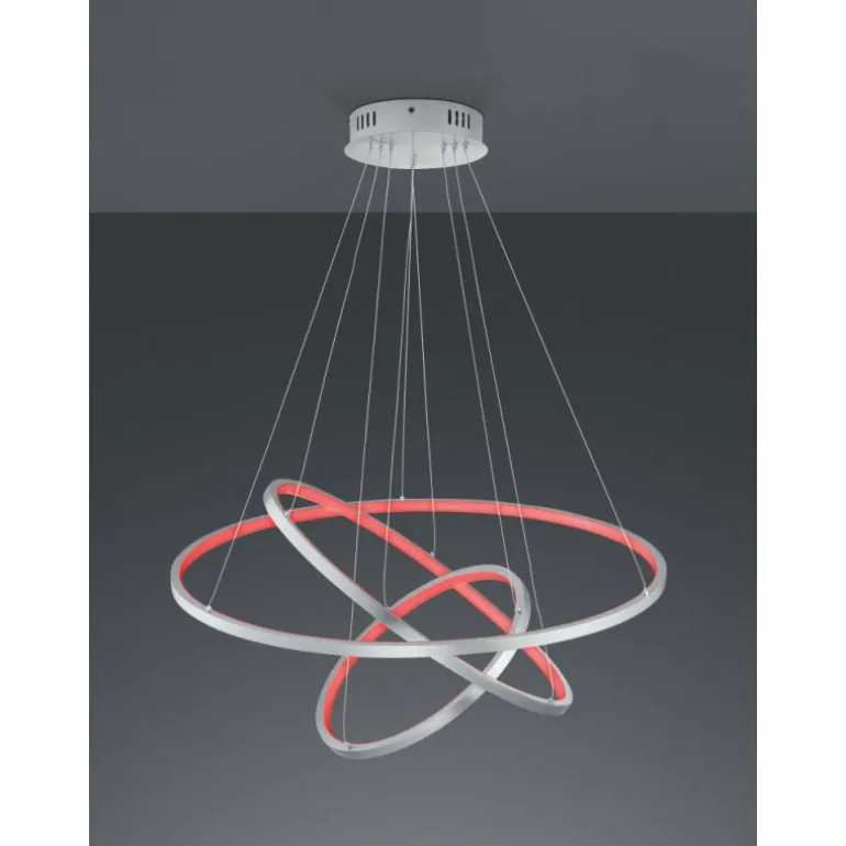 Suspension Trio Aaron LED Nickel mat, 1 lumière, Télécommandes, Changeur de couleurs
