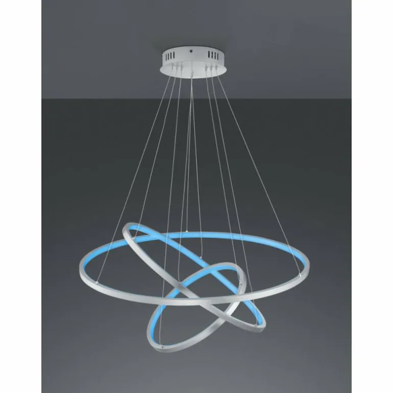 Suspension Trio Aaron LED Nickel mat, 1 lumière, Télécommandes, Changeur de couleurs
