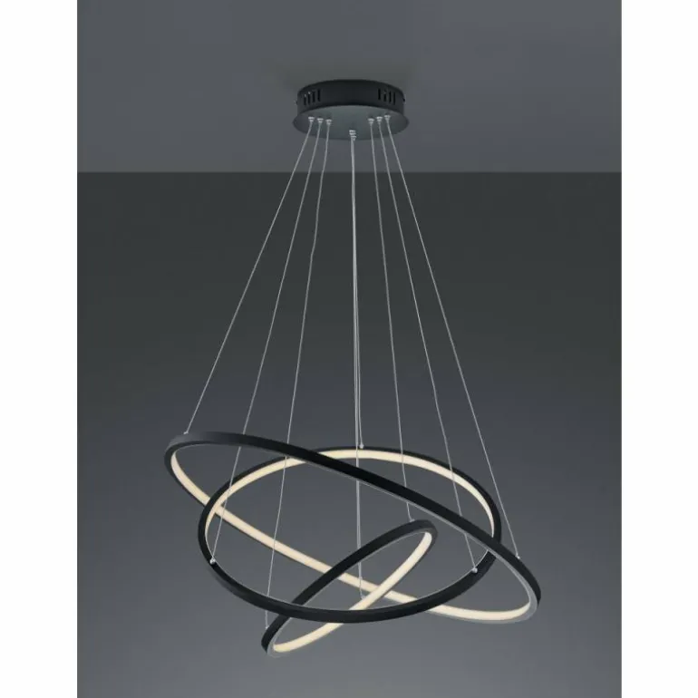 Suspension Trio Aaron LED Anthracite, 1 lumière, Télécommandes, Changeur de couleurs