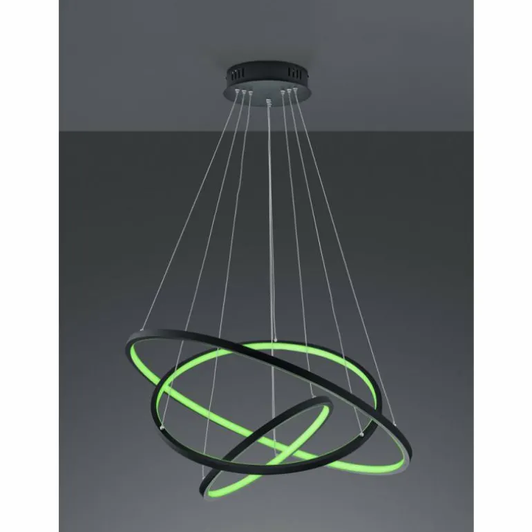 Suspension Trio Aaron LED Anthracite, 1 lumière, Télécommandes, Changeur de couleurs