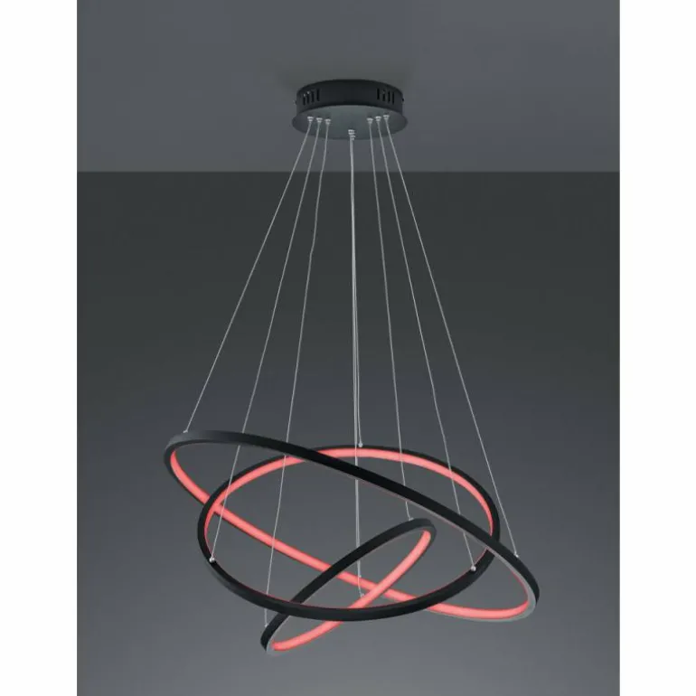 Suspension Trio Aaron LED Anthracite, 1 lumière, Télécommandes, Changeur de couleurs