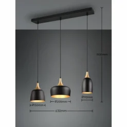 Suspension Trio Chiraz Noir, 3 lumières