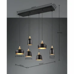 Suspension Trio Chiraz Noir, 6 lumières