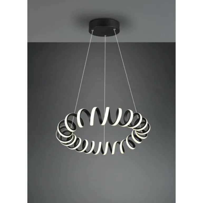 Suspension Trio Curl LED Noir, 1 lumière