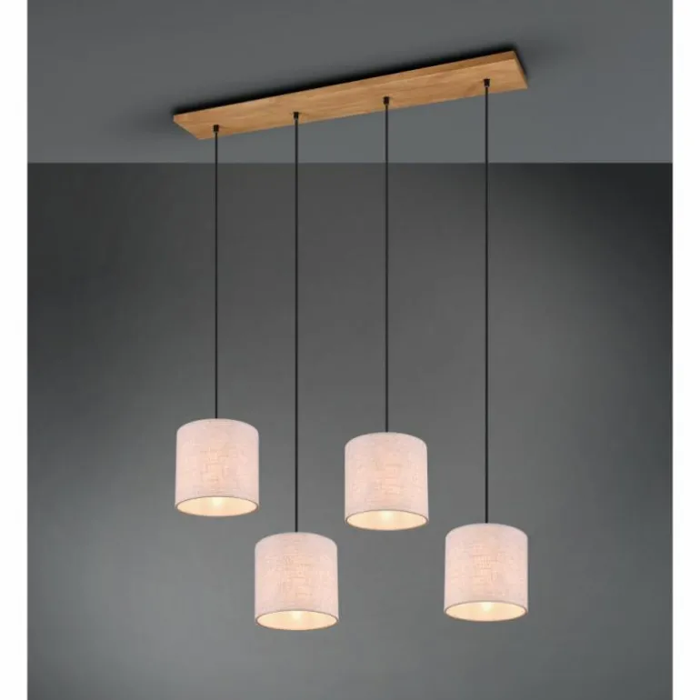 Suspension Trio Elmau Brun foncé, Nickel mat, 4 lumières