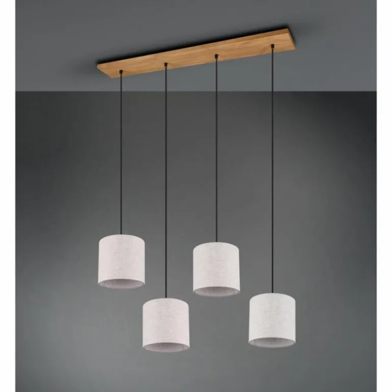 Suspension Trio Elmau Brun foncé, Nickel mat, 4 lumières