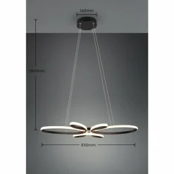 Suspension Trio FLY LED Noir, 1 lumière