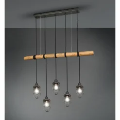 Suspension Trio Forester Brun foncé, Nickel mat, 5 lumières