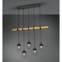 Suspension Trio Forester Brun foncé, Nickel mat, 5 lumières