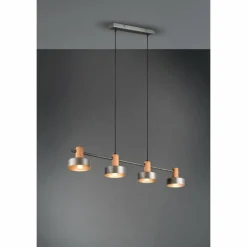 Suspension Trio Gaya Brun foncé, Nickel mat, 4 lumières