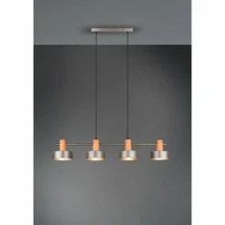 Suspension Trio Gaya Brun foncé, Nickel mat, 4 lumières