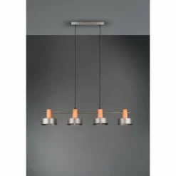 Suspension Trio Gaya Brun foncé, Nickel mat, 4 lumières
