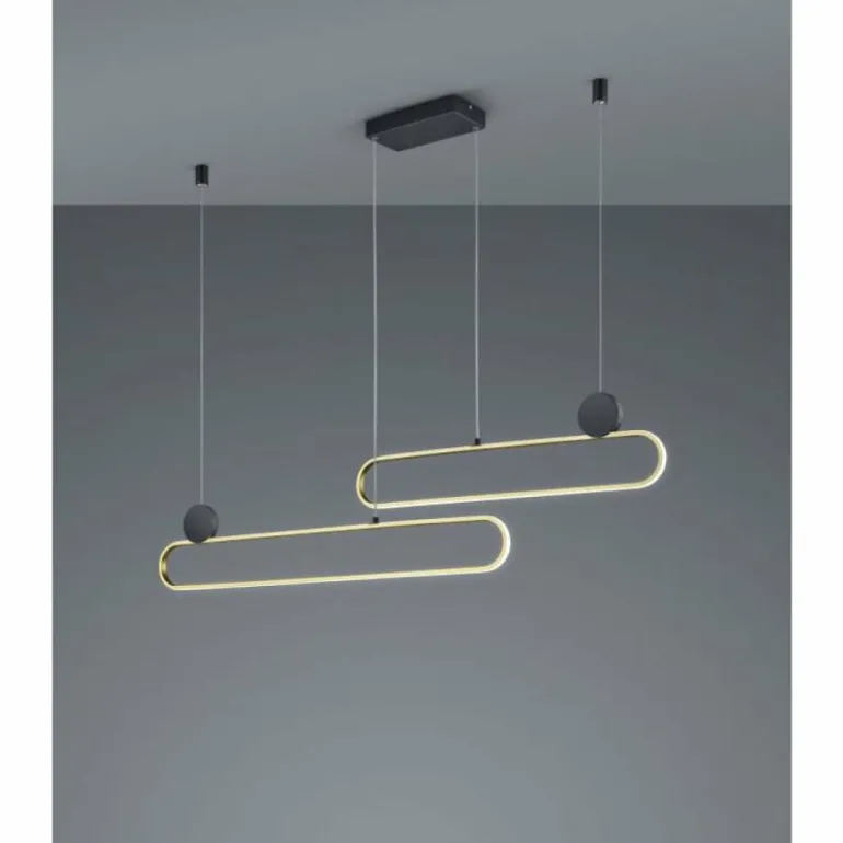 Suspension Trio Grant LED Laiton, Noir, 1 lumière