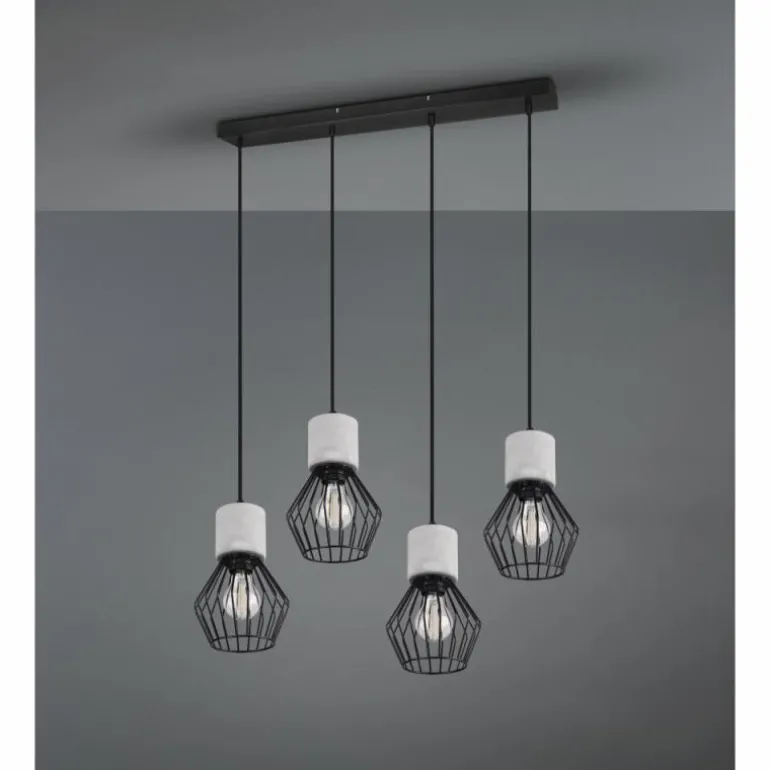Suspension Trio Jamiro Noir, 4 lumières