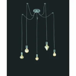 Suspension Trio Leuchten Cord Gris, 5 lumières