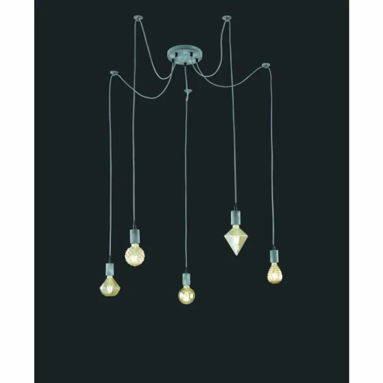 Suspension Trio Leuchten Cord Gris, 5 lumières