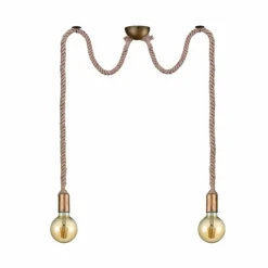 Suspension Trio Leuchten CORD Brun, Laiton, 2 lumières