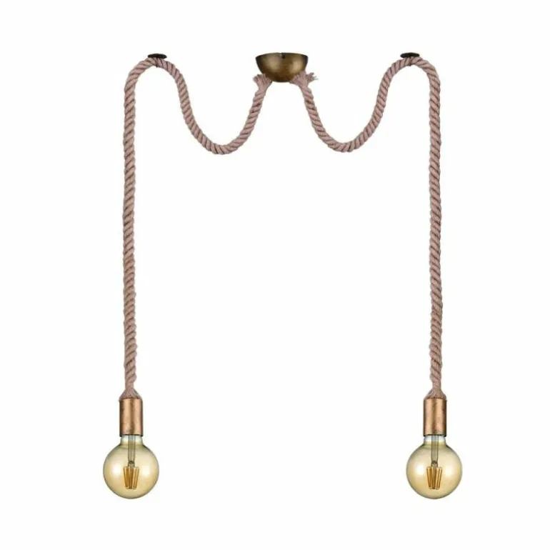 Suspension Trio Leuchten CORD Brun, Laiton, 2 lumières