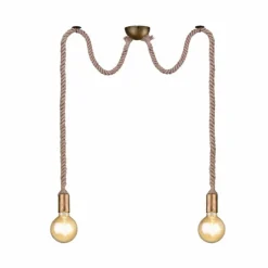 Suspension Trio Leuchten CORD Brun, Laiton, 2 lumières