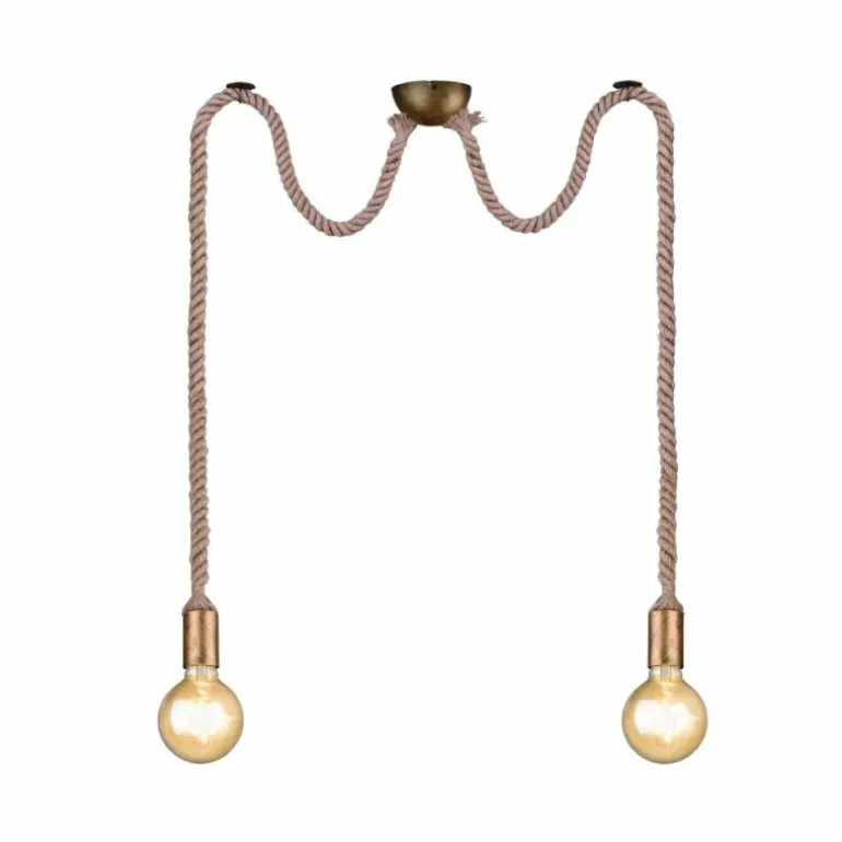 Suspension Trio Leuchten CORD Brun, Laiton, 2 lumières