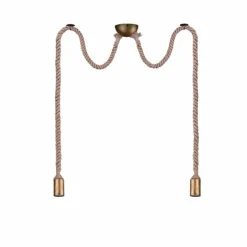 Suspension Trio Leuchten CORD Brun, Laiton, 2 lumières