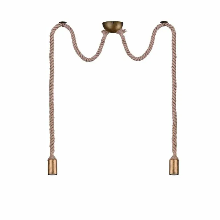 Suspension Trio Leuchten CORD Brun, Laiton, 2 lumières