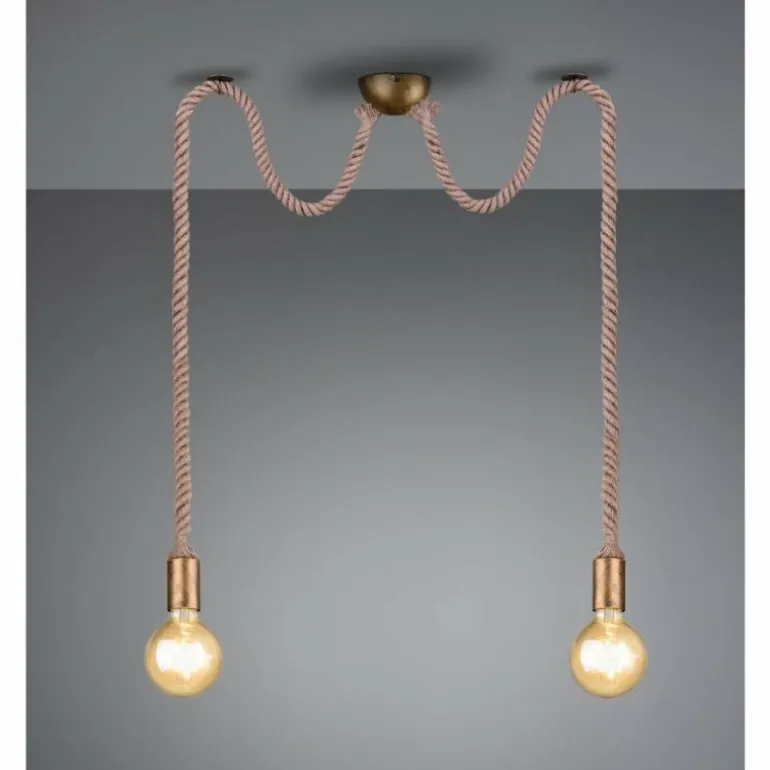Suspension Trio Leuchten CORD Brun, Laiton, 2 lumières