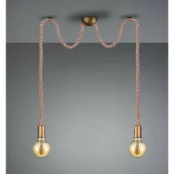 Suspension Trio Leuchten CORD Brun, Laiton, 2 lumières