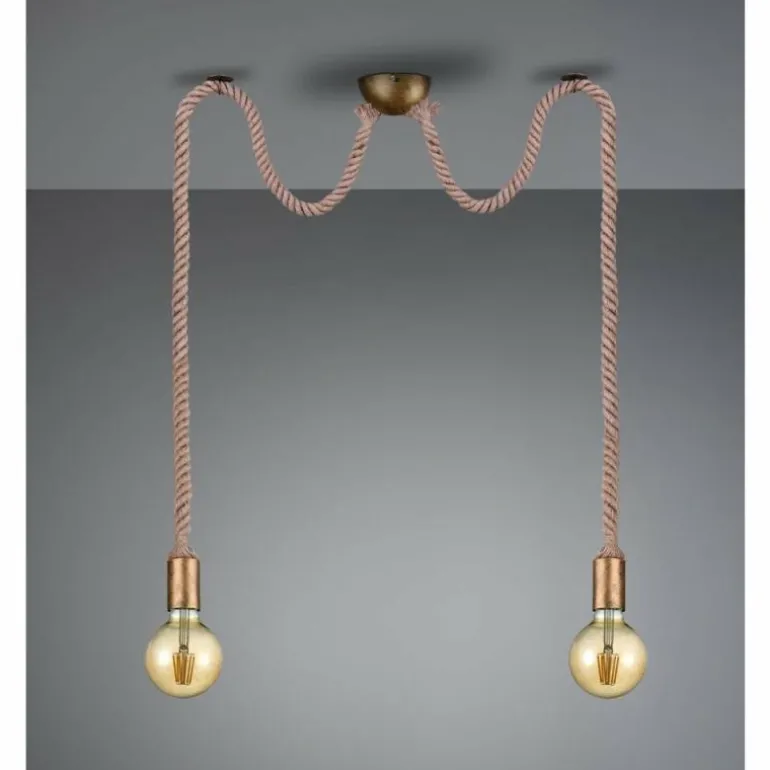 Suspension Trio Leuchten CORD Brun, Laiton, 2 lumières