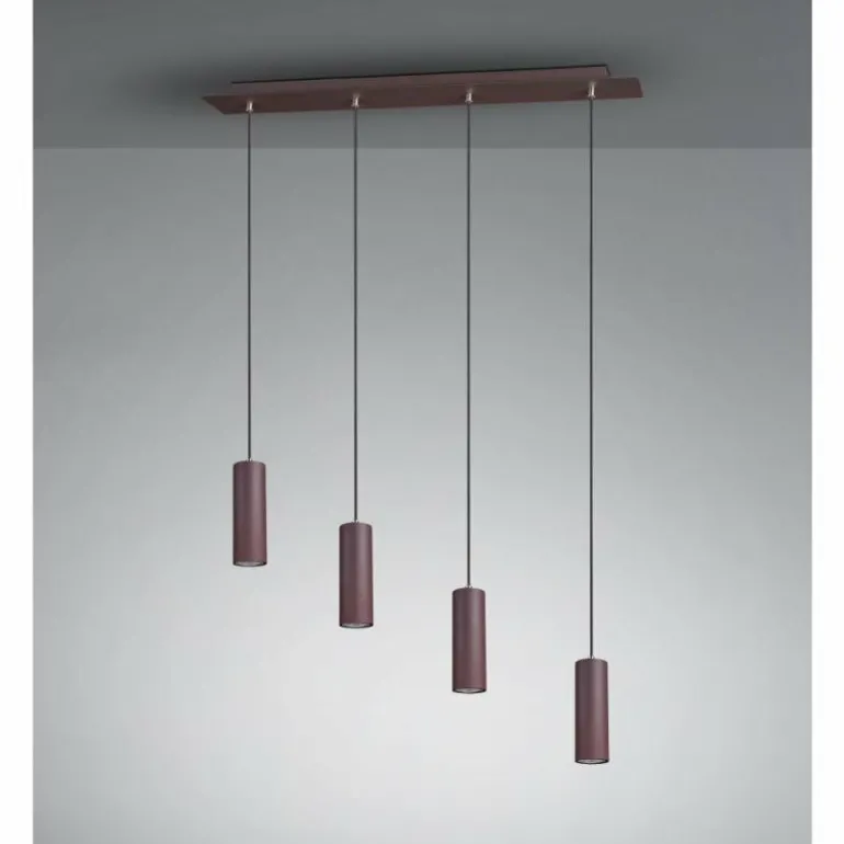 Suspension Trio Leuchten MARLEY Rouille, 4 lumières