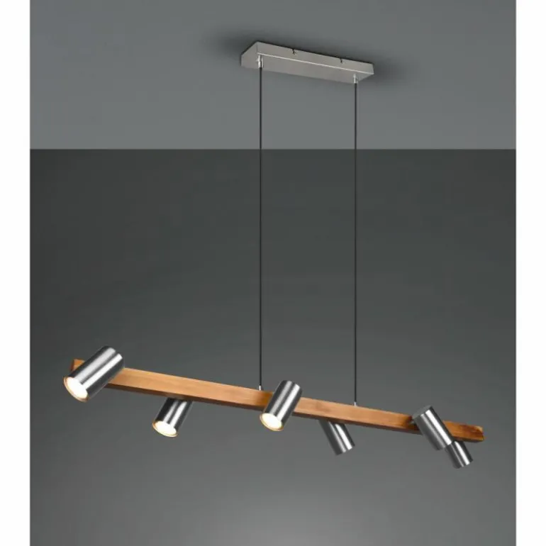 Suspension Trio Marley Écru, Nickel mat, 6 lumières