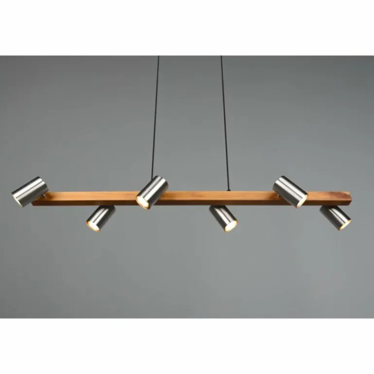 Suspension Trio Marley Écru, Nickel mat, 6 lumières