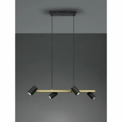 Suspension Trio Marley Noir doré, 4 lumières