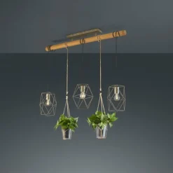 Suspension Trio Plant LED Brun foncé, Nickel mat, 3 lumières