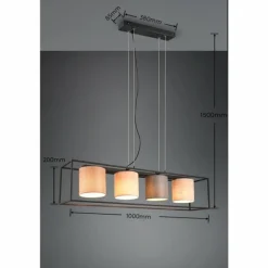 Suspension Trio Ross Noir, 4 lumières