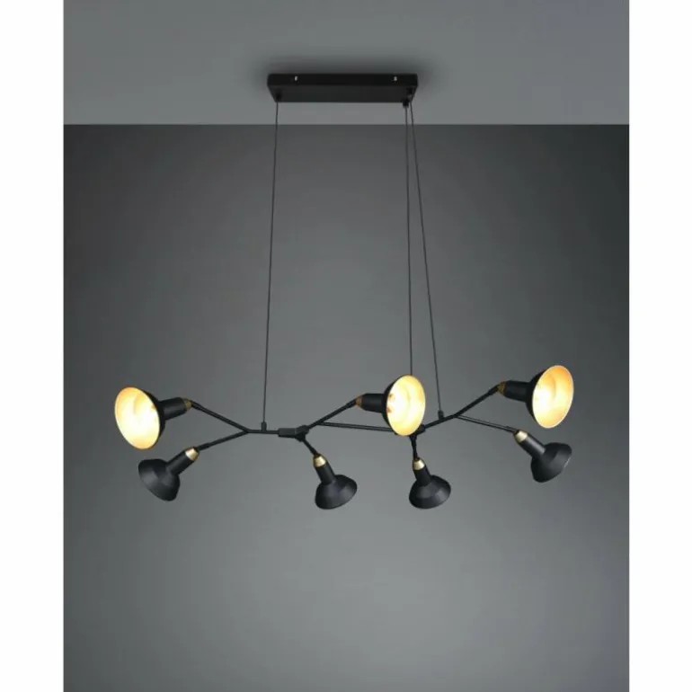Suspension Trio Roxie Laiton, Noir, 7 lumières