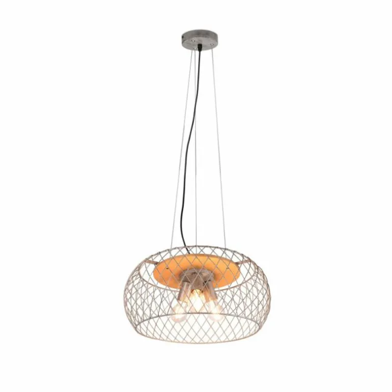 Suspension Trio Tamil Brun foncé, Nickel mat, 3 lumières